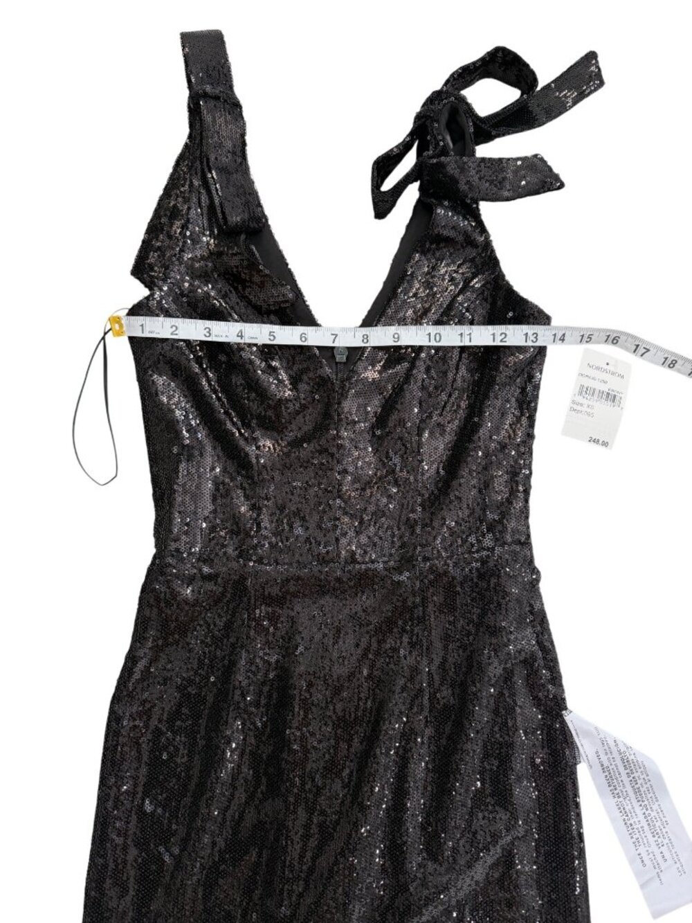 Dress The Population Sz XS Black Mary Sequin Dress Cocktail Sleeveless Midi NEW - Picture 6 of 8